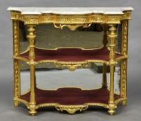 A 19th century marble topped giltwood pier table The shaped white variegated marble top above the