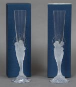 A pair of Erte limited edition crystal Champagne flutes,