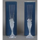 A pair of Erte limited edition crystal Champagne flutes,