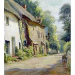 FRANK DIXON (1862-1936) British Thurlston Village Street Showing the Church House Built in the Time