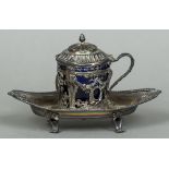 A 19th century silver mustard pot on stand,