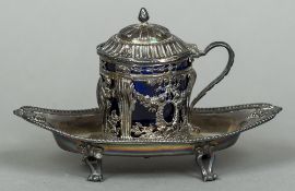 A 19th century silver mustard pot on stand,