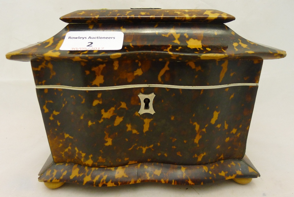 An early 19th century tortoiseshell tea caddy Of serpentine form, - Image 2 of 9