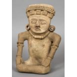 A terracotta figure, Veracruz, Mexico Modelled as a seated female figure wearing a necklace,