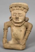 A terracotta figure, Veracruz, Mexico Modelled as a seated female figure wearing a necklace,