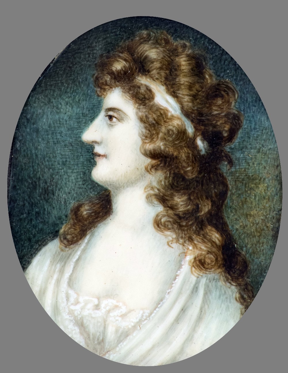 ENGLISH SCHOOL (18th century) Profile Portrait Miniature of a Classical Lady Watercolour on ivory 5