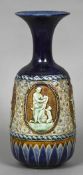 A Victorian Doulton Lambeth stoneware vase Decorated in the round with classical figural vignettes.