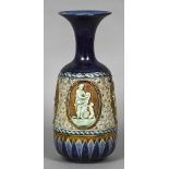 A Victorian Doulton Lambeth stoneware vase Decorated in the round with classical figural vignettes.