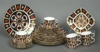 Royal Crown Derby tea wares, pattern 1128 Comprising: six dinner plates, six dessert plates,