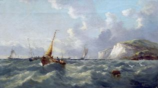 JOHN JAMES WILSON (1818-1875) British Shipping Off the Coast in Choppy Waters Oil on