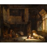 JAN VAN LIL (19th century) Dutch Interior Scene Oil on panel Signed and dated 1859 47 x 39 cm,