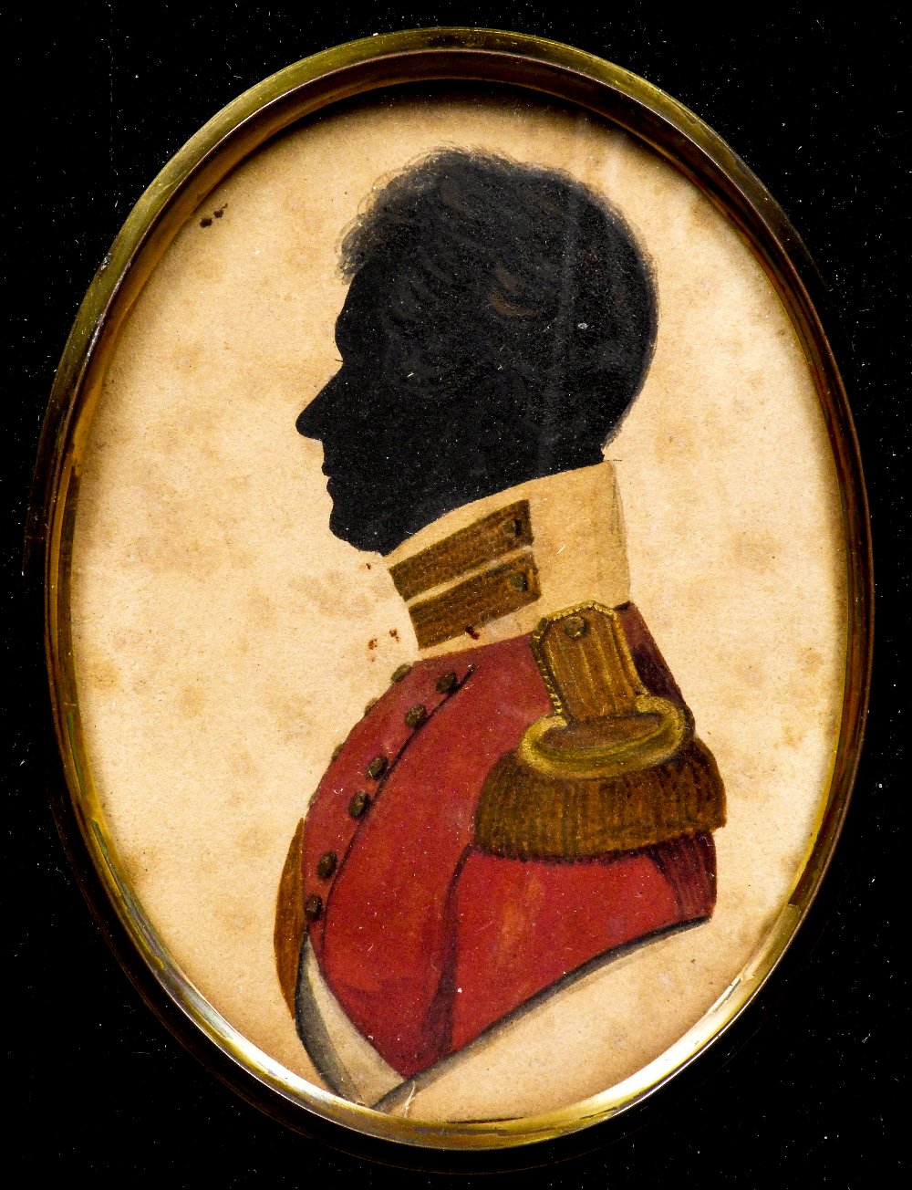 ENGLISH SCHOOL (19th century) Silhouette portrait miniature of Sir Edmund Prideaux Watercolour 7 x