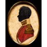 ENGLISH SCHOOL (19th century) Silhouette portrait miniature of Sir Edmund Prideaux Watercolour 7 x