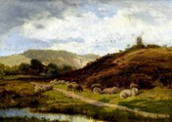 EDWARD HENRY HOLDER (1864-1917) British Moorland Scene With Sheep Oil on canvas Signed and dated