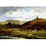 EDWARD HENRY HOLDER (1864-1917) British Moorland Scene With Sheep Oil on canvas Signed and dated