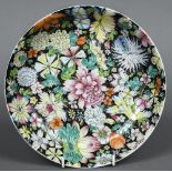 A Chinese porcelain plate Decorated in the Millefleur pattern,