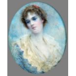 ALYN WILLIAMS (1865-1955) British Portrait of a Young Lady Watercolour on ivory Signed 5.