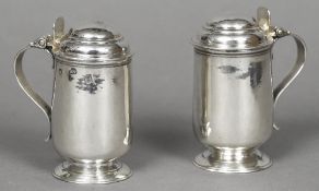 A pair of George I silver miniature lidded tankards - WITHDRAWN CONDITION REPORTS:
