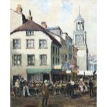 *AR G J COTTON (20th century) British A Continental Market Oil on canvas Signed,