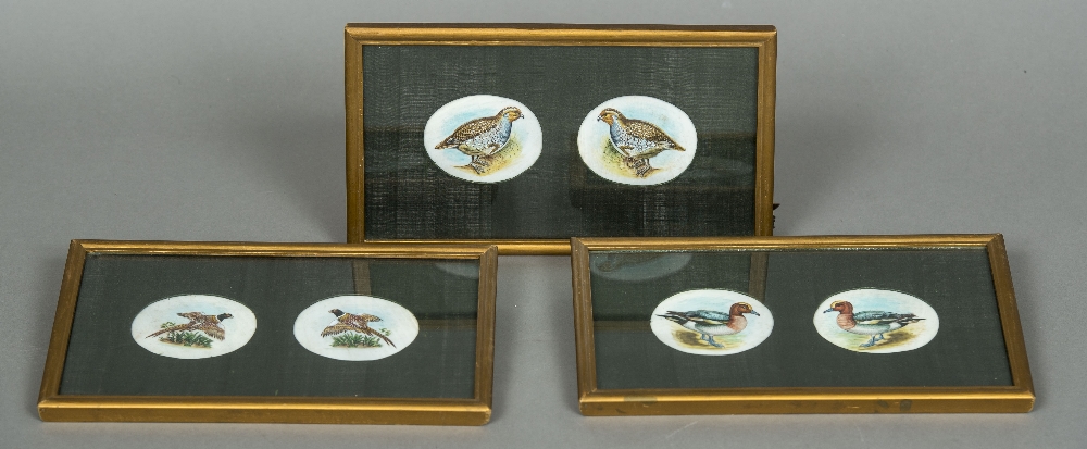 INDIAN SCHOOL (early 20th century) Three Pairs of Bird Studies Watercolours on ivory The miniatures