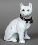 A blanc de chine pottery model of a cat,