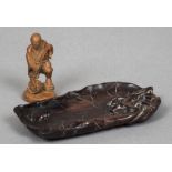 A Chinese carved hardwood brush washer Formed as a lily pad;