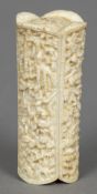 A late 19th century Canton carved ivory box Of lobed form,
