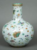 A Chinese porcelain vase Of bulbous form,