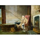 ENGLISH SCHOOL (19th century) The Armchair Angler Oil on canvas 44 x 33 cm,