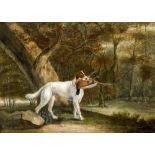 Circle of JAMES SEYMOUR (1702-1752) British Retriever with Dead Game in a Wooded Landscape Oil on