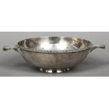 A large silver twin handled quaich, hallmarked London 1988,