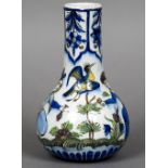 A 19th century Qajar vase The trailing floral and lappet decorated elongated neck above the bulbous