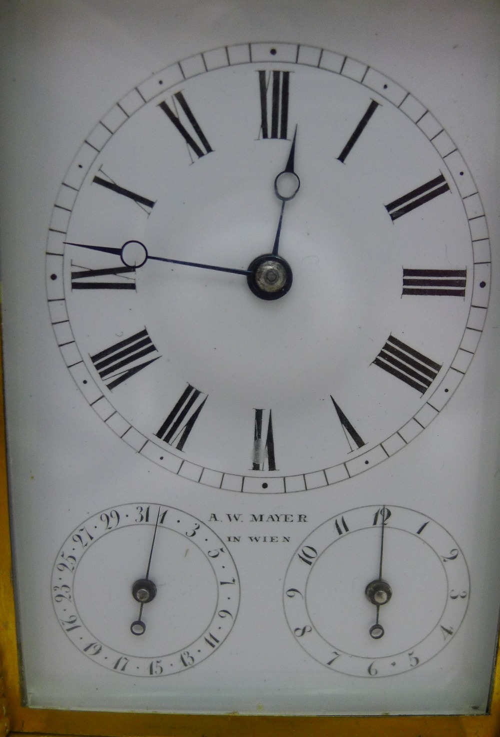 A 19th century Austrian lacquered brass cased multi-dial repeating carriage clock The white - Image 7 of 8
