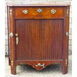 A small 19th century Continental mahogany commode The shaped inlaid top above a single drawer with