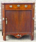 A small 19th century Continental mahogany commode The shaped inlaid top above a single drawer with