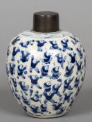 A Chinese porcelain ginger jar and cover The body decorated with 100 Boys pattern,