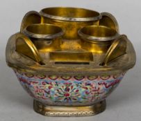 A Chinese porcelain bowl Decorated with lotus strapwork and with French silver gilt mounts with