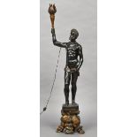 A late 19th/early 20th century carved wooden Venetian Blackamoor Modelled standing holding a lamp,