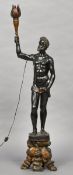 A late 19th/early 20th century carved wooden Venetian Blackamoor Modelled standing holding a lamp,