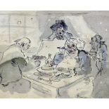 Attributed to THOMAS ROWLANDSON (1756-1827) British The Glutton Ink and wash Signed and dated 1821,