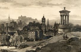 *AR LEONARD RUSSEL SQUIRRELL (1893-1979) British Edinburgh From Calton Hill Limited edition dry