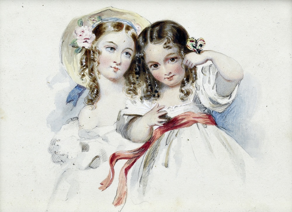 ENGLISH SCHOOL (19th century) Portrait Miniature of Two Young Girls,