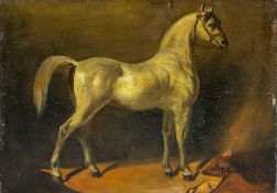 T C LAP (19th century) Portrait of a Horse in a Stable Oil on panel Signed 25 x 18 cm,