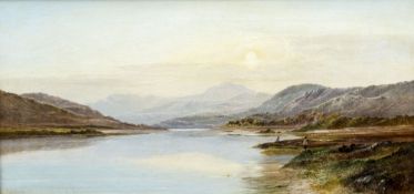 CHARLES LESLIE (circa 1835-1890) British Figures in a Highland Loch Scene Oil on canvas Signed and