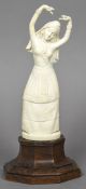 A late 19th/early 20th century Indian carved ivory figure Worked as a dancer,