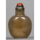 A Chinese agate snuff bottle Of squat rounded form. 6.25 cm high.