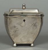 A 19th century silver tea caddy,