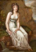 CONTINENTAL SCHOOL (20th century) Portrait of a 19th century Lady Sat Beside a Spring Oil on