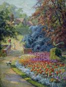 FRANK DIXON (1862-1936) British Garden Landscapes Oils on board Signed The larger 26.5 x 35.