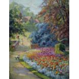 FRANK DIXON (1862-1936) British Garden Landscapes Oils on board Signed The larger 26.5 x 35.